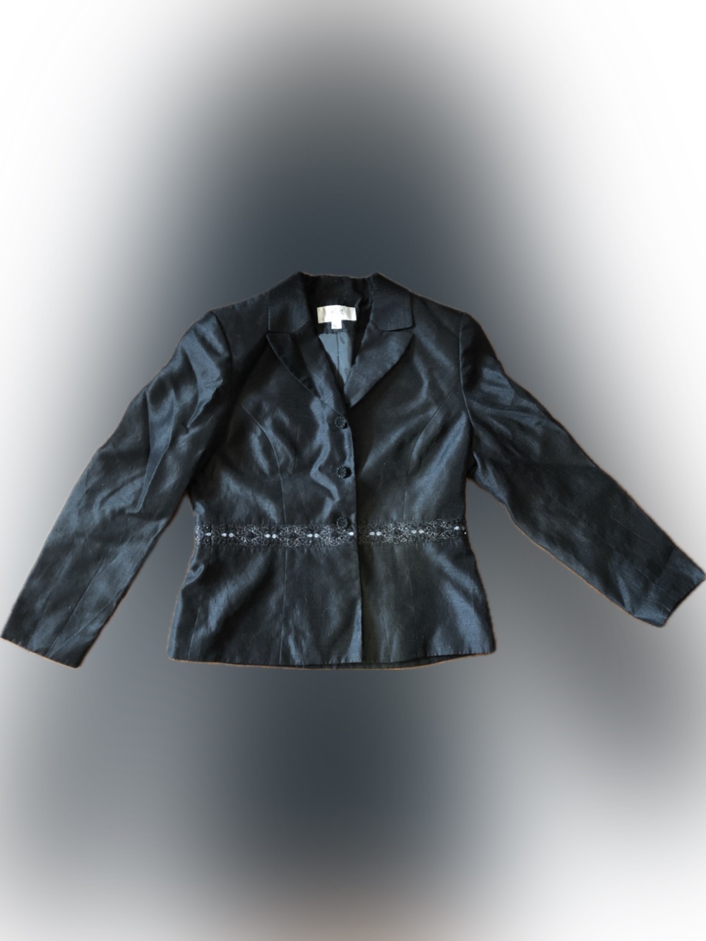 Le Suit Black Women's Suit (blazer and skirt) with Beaded Waist Detail - Petite